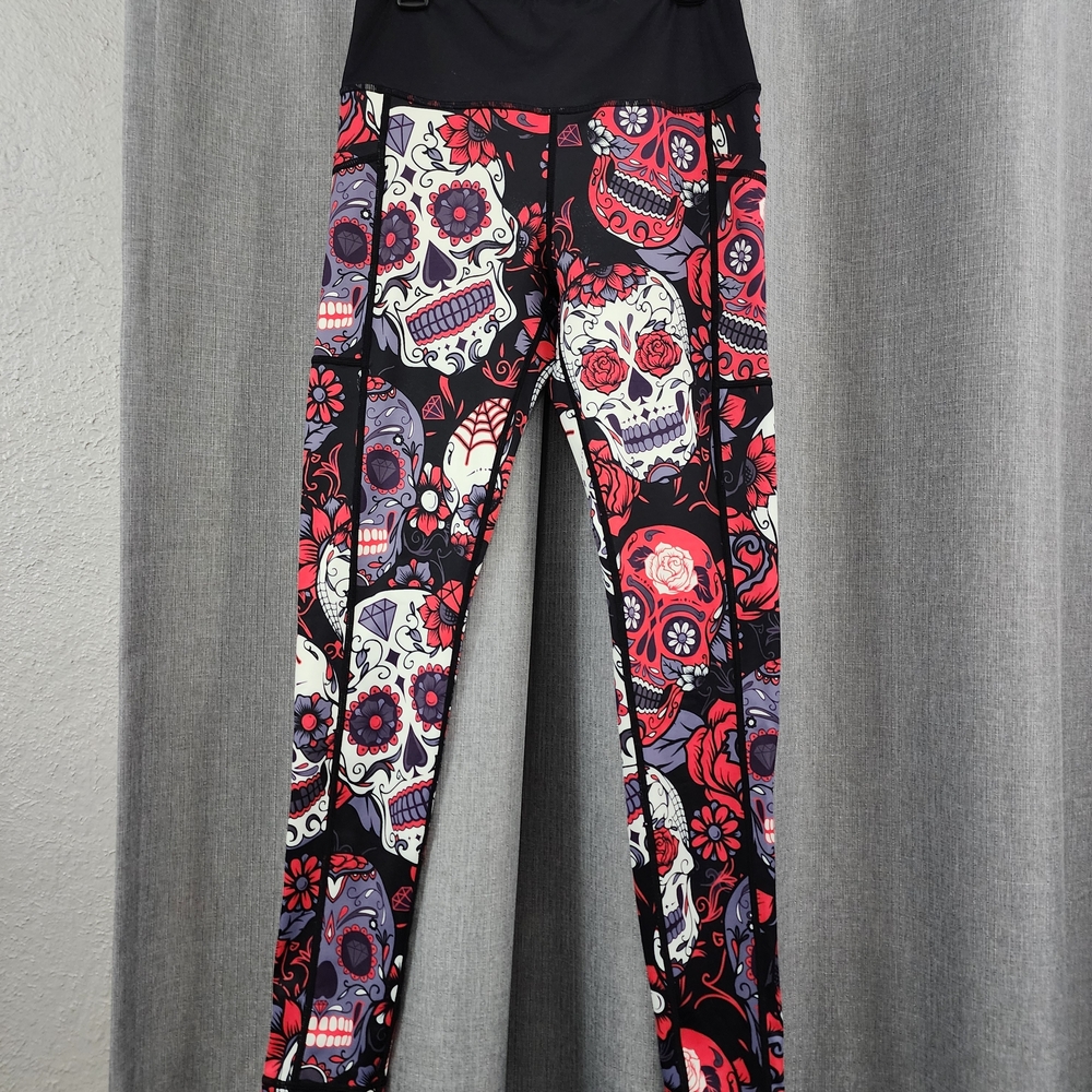 Constantly Varied Gear Skull Leggings - Black and Red - Picture 2 of 3